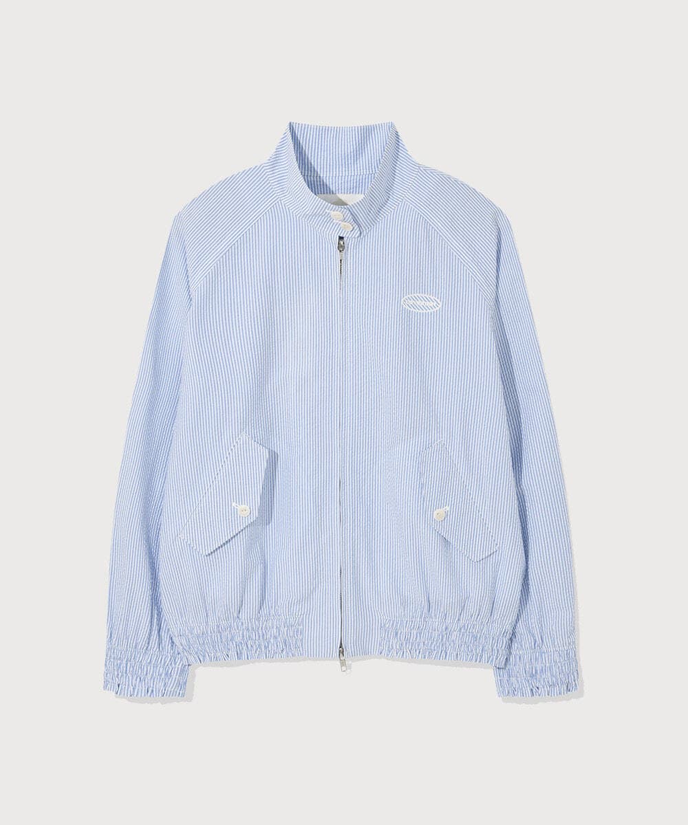 우먼 스트라이프 시어서커 블루종 자켓 Blue
