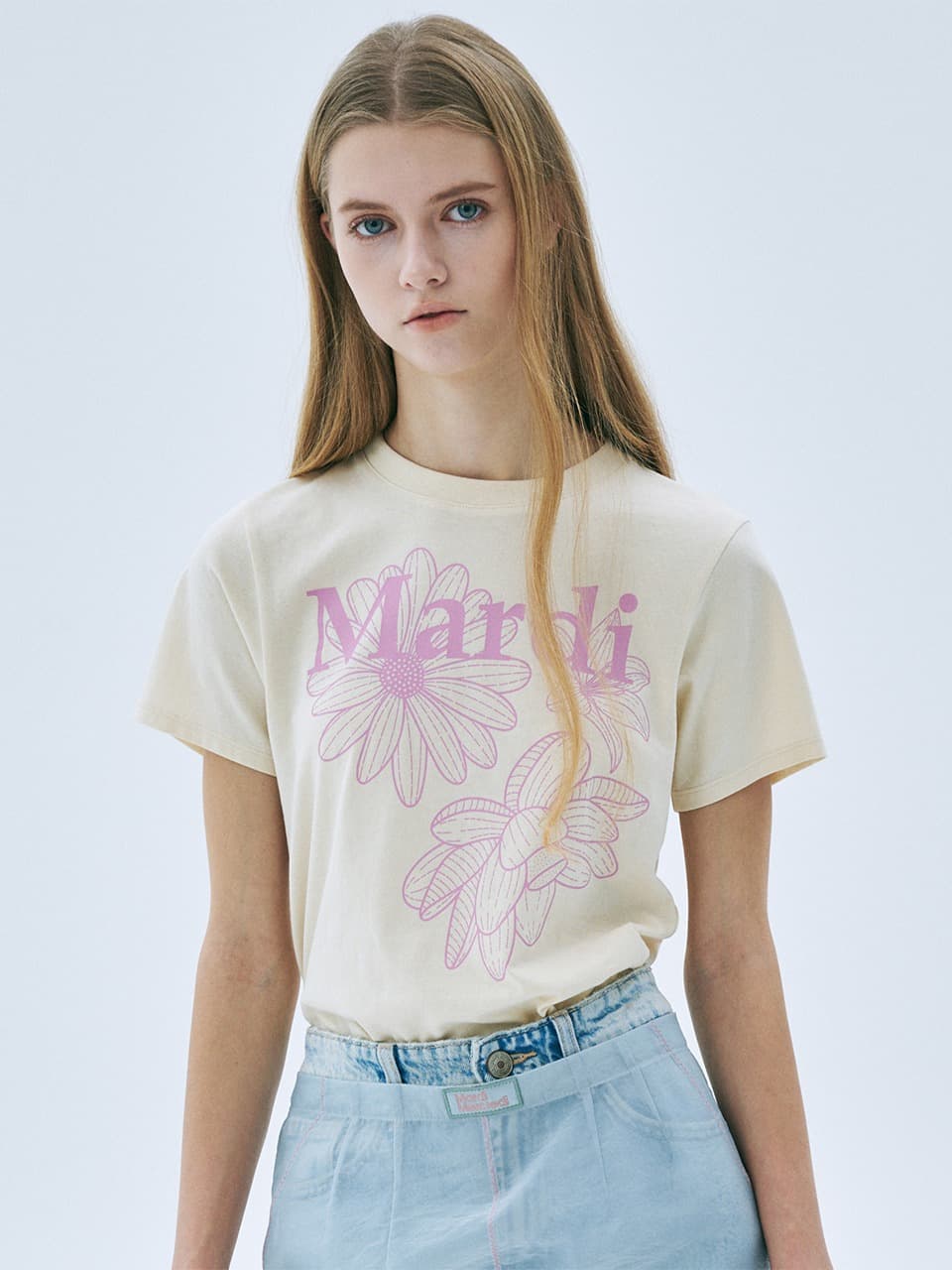 SLIM TSHIRT TRIPLE FLOWER_BUTTER PINKLAVENDER