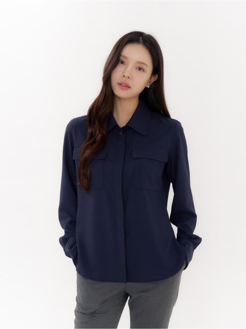 Big-Pocket Blouse / Navy(3color)