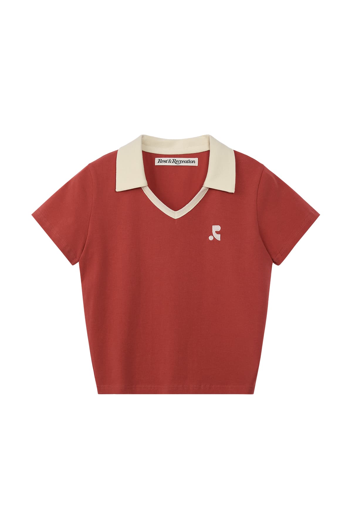 V-NECK COLLAR TOP - BRICK RED