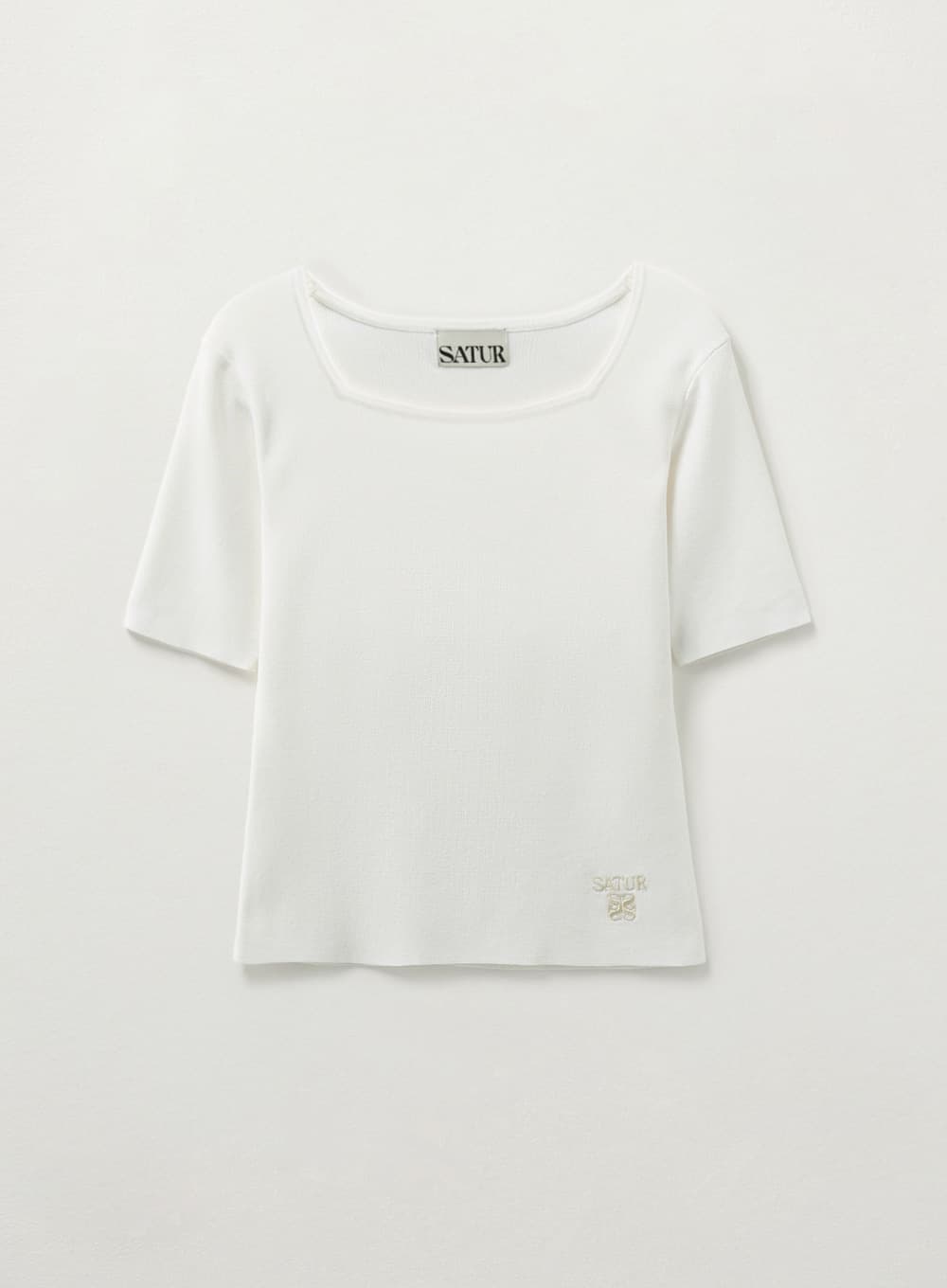 (W) Square Slim Fit Half Knit - White