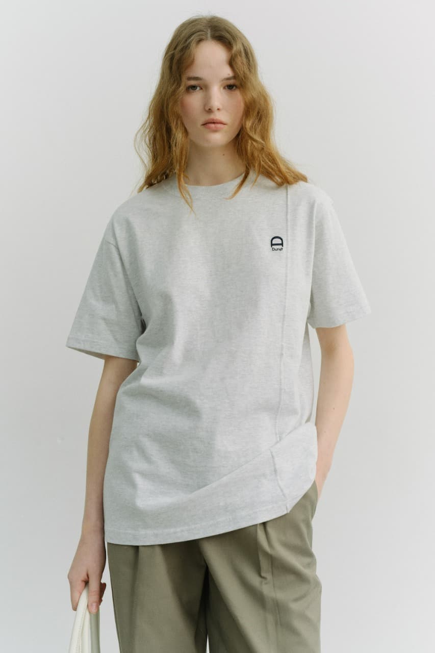 UNISEX LOGO CREASE T-SHIRT LIGHT MELANGE GREY_UDTS6A111G1