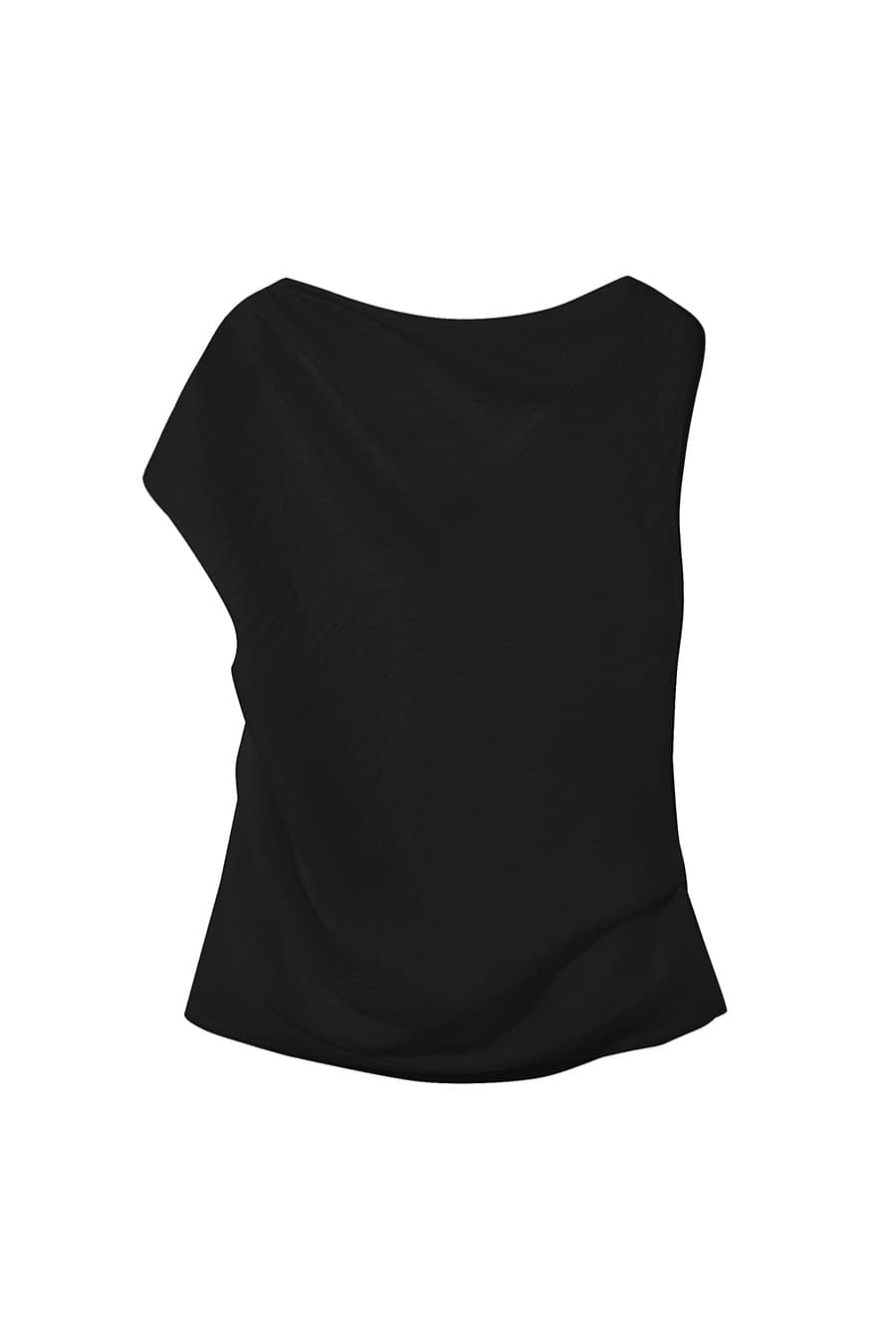 ASYMMETRICAL TEXTURED TOP [BLACK]