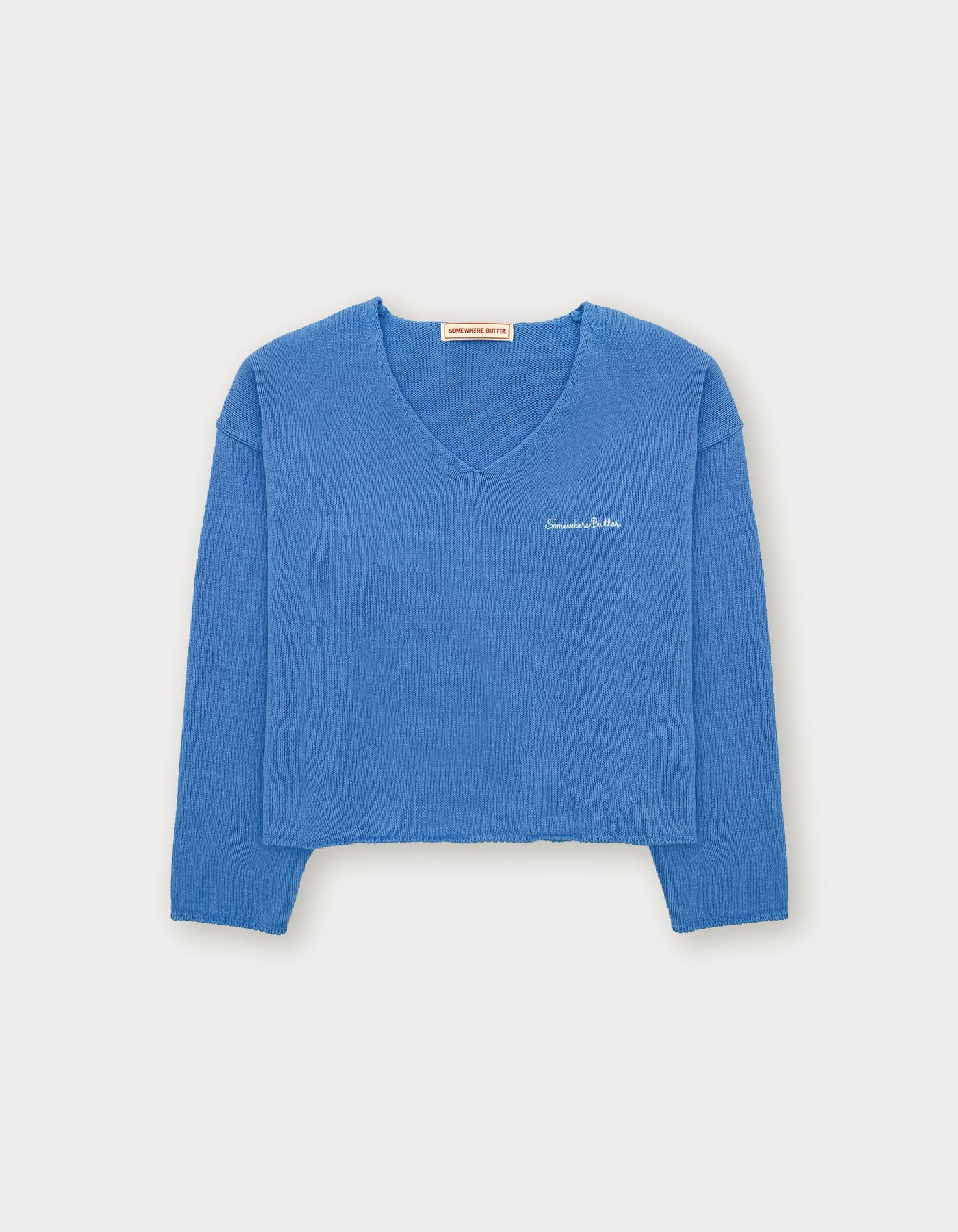 Essential Cotton V-Neck Knit - Blue