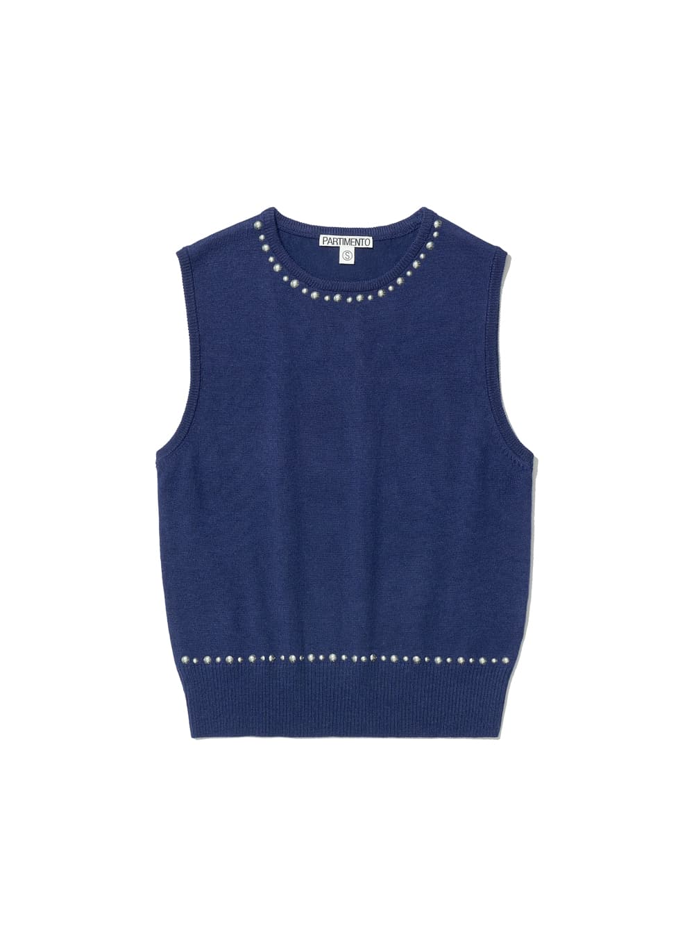 STUDDED KNIT SLEEVELESS TOP_NAVY