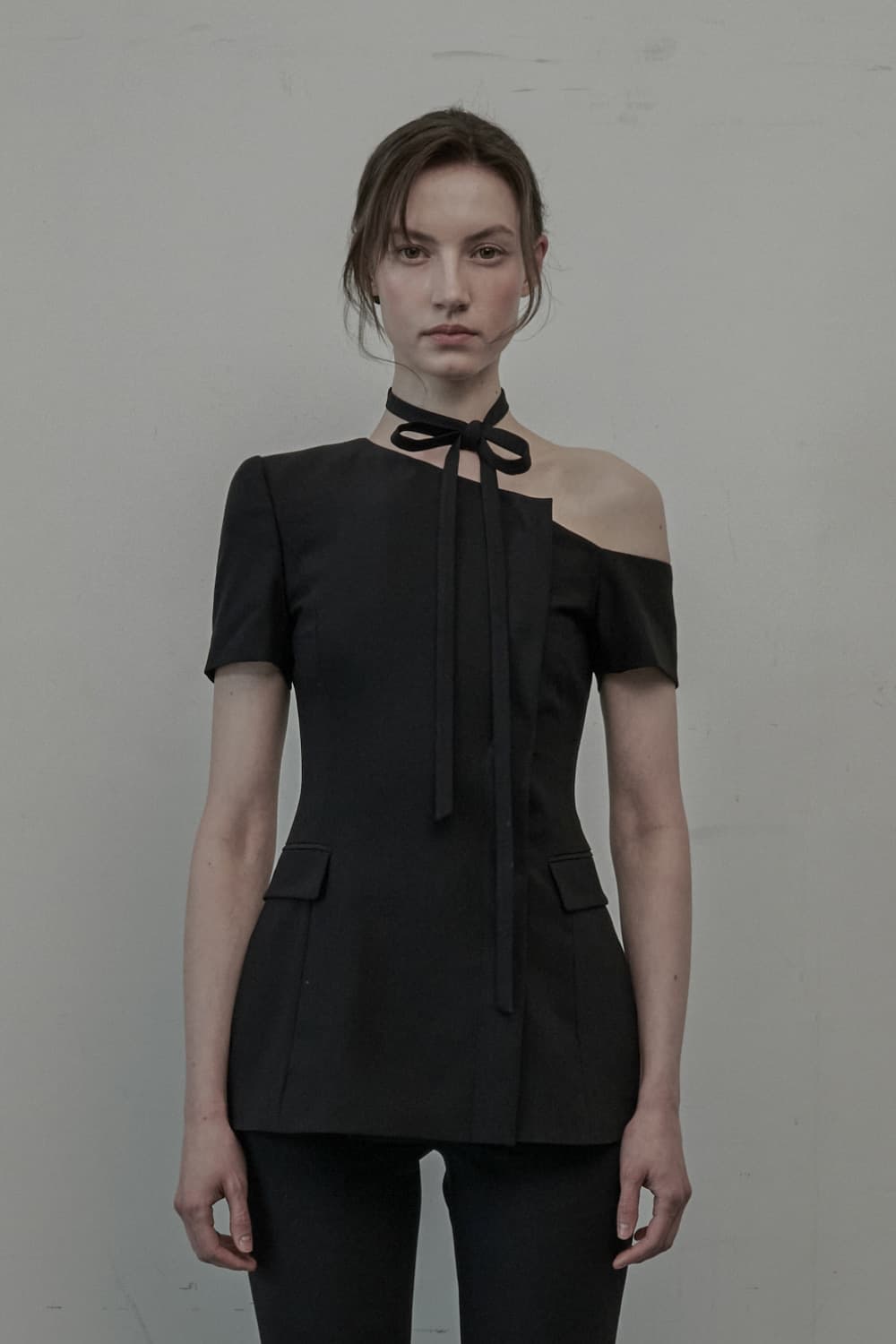 Emma String Off Shoulder Half-Sleeve Jacket - Black