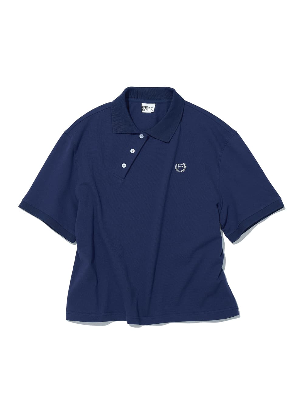 ASYMMETRIC POLO REGULAR TEE_NAVY