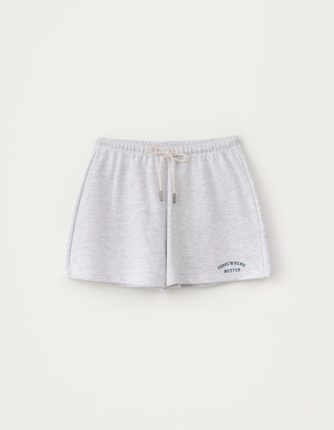 Vintage Square Logo Sweat Shorts - White Melange