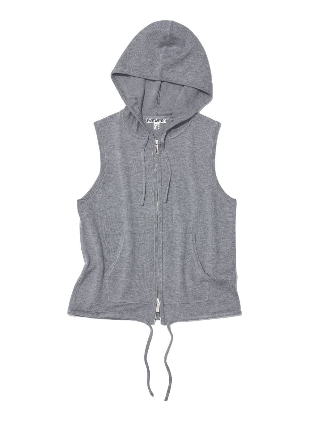 HOODED ZIP-UP KNIT VEST_MELANGE