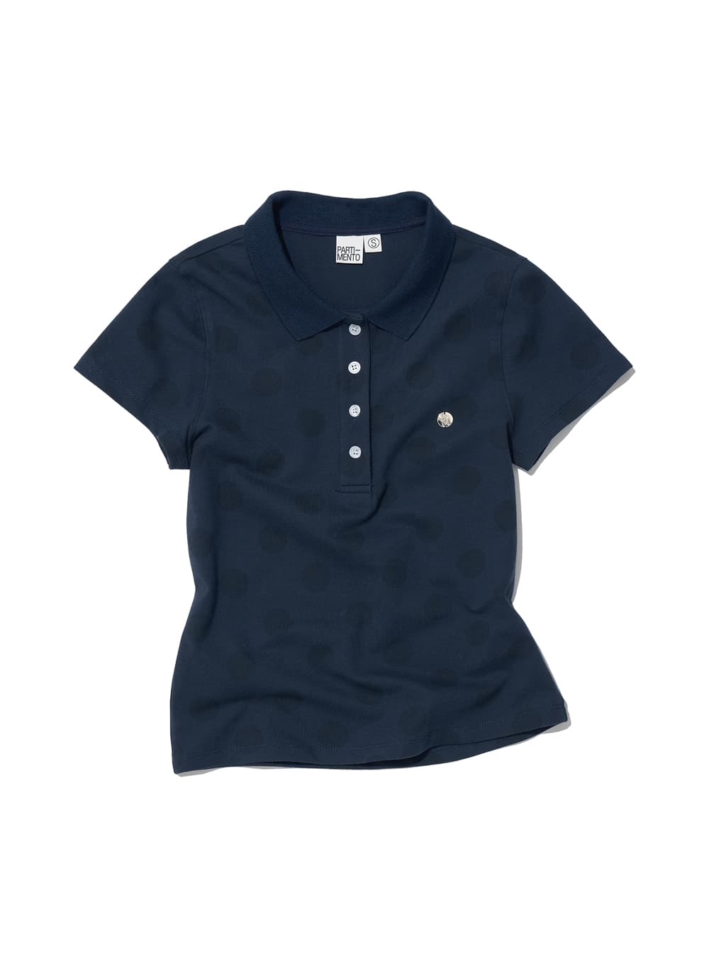 POLKA DOT ALL OVER PRINTED POLO TEE_NAVY