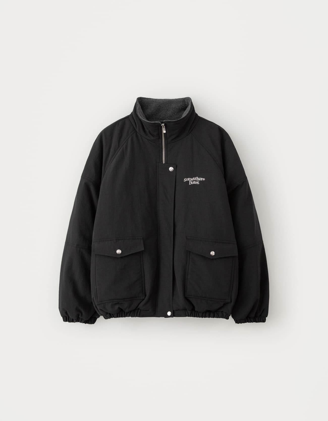 Fleece Over-Fit Padding Jumper - Black