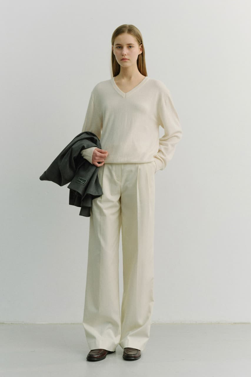 DOUBLE PLEATED CHINO SLACKS IVORY_UDPA6A224IV