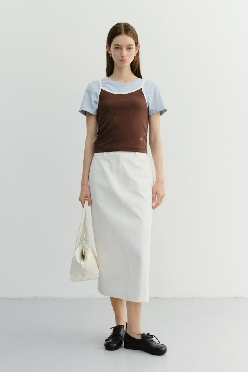 H-LINE COTTON LONG SKIRT OFF WHITE_UDSK6B223OW