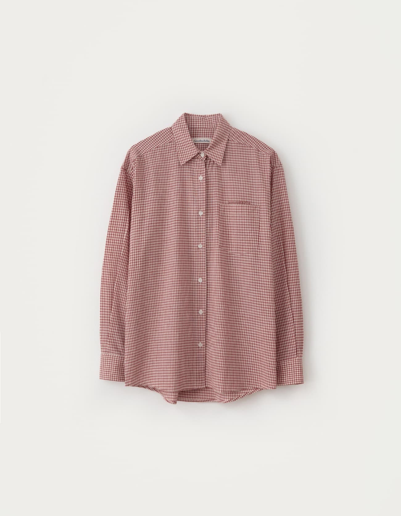 Check Heart Point Over-Fit Shirt - Red