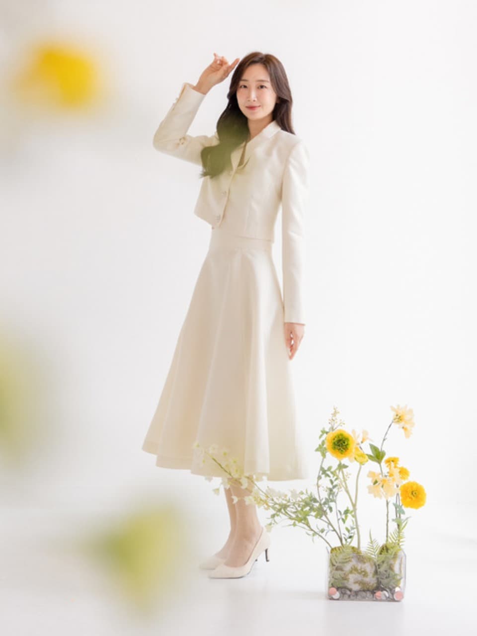 Wool-Silk Flare Skirt / Ivory(3color)