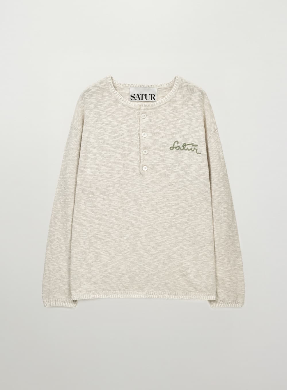 Henley Neck Two Tone Knit - Beige