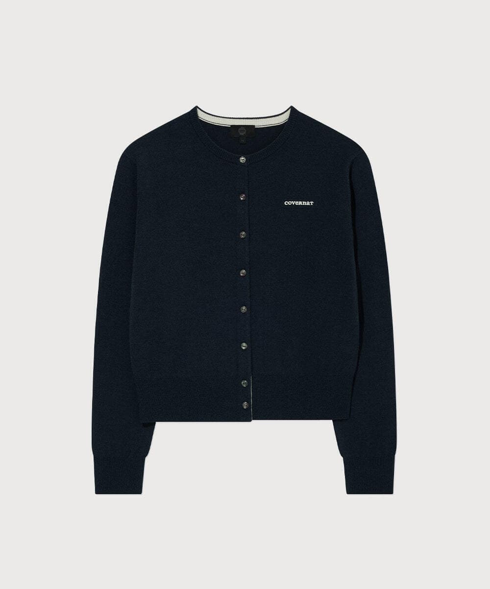 우먼 베이직 쿠퍼로고 가디건 Navy
