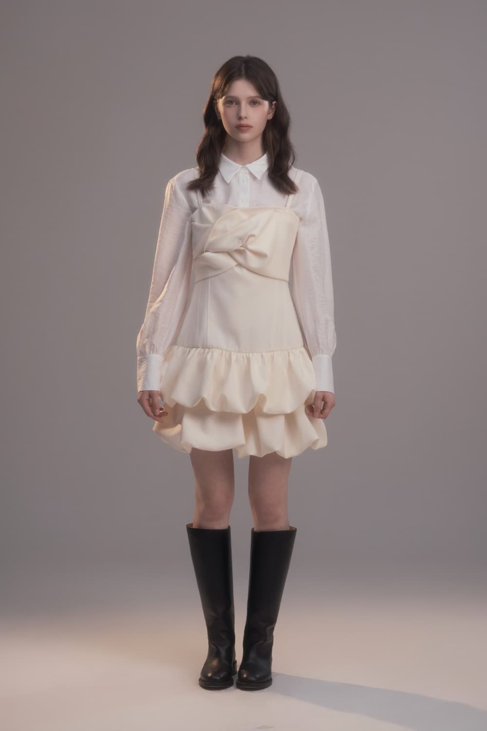 Lena Draped Dress - Cream