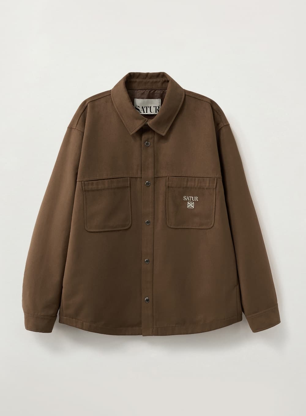 Synthetic Suede Shirt Jacket - Brown