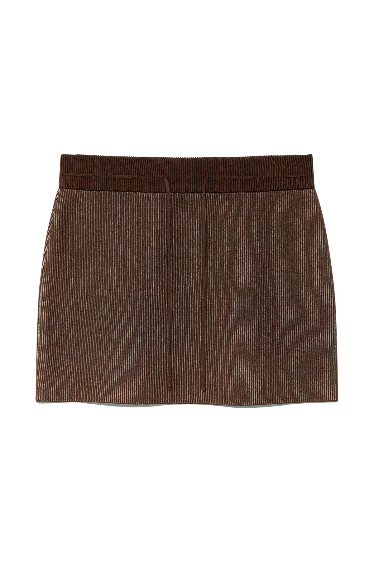 TWO TONE BANDING KNIT MINI SKIRT IN BROWN