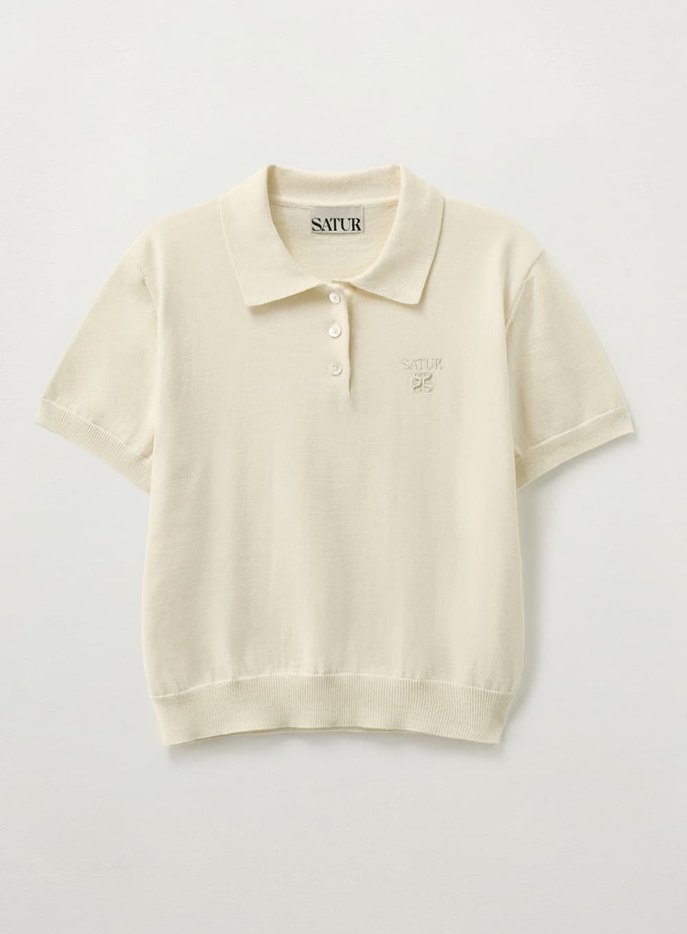 (W) Fine Half Pique Polo Knit - Cream