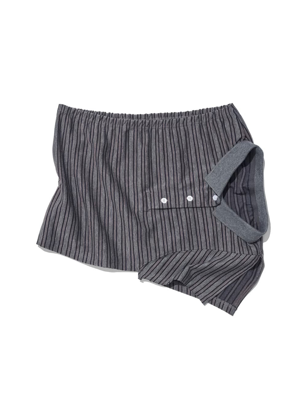 REWORKED POLO MINI SKIRT_CHARCOAL STRIPE