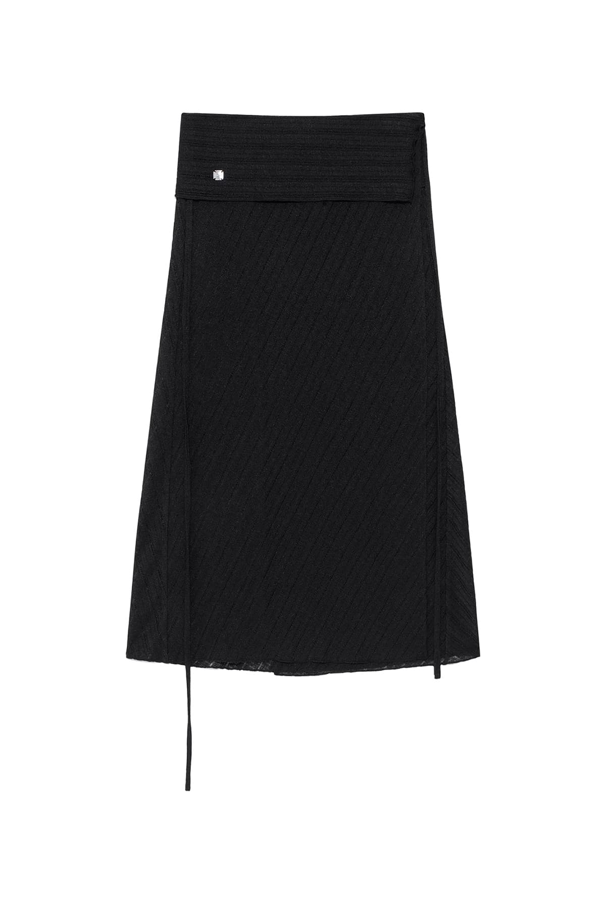 FOLDOVER LAYERED MAXI WRAP SKIRT IN BLACK