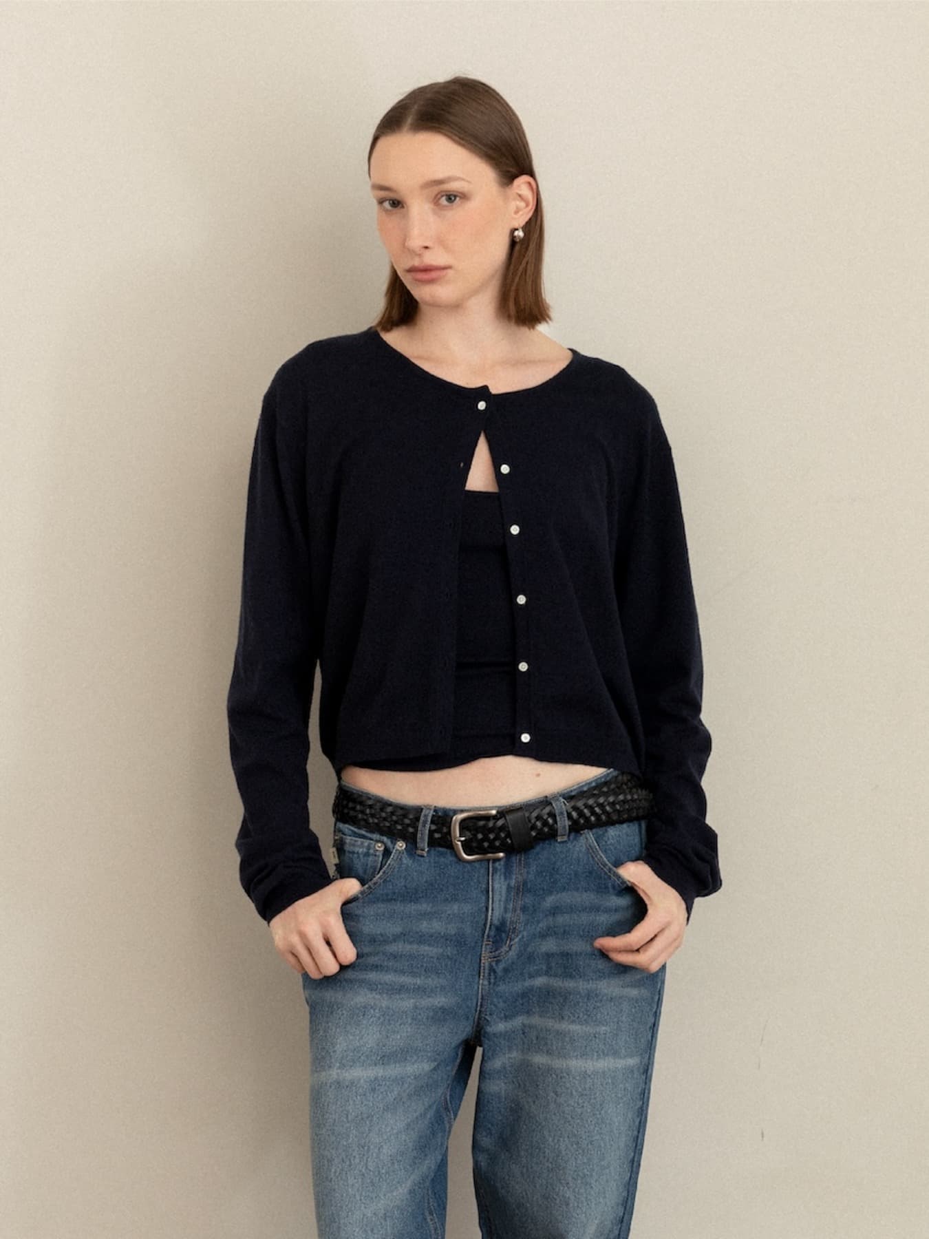 G EASY FIT KNIT CARDIGAN (NAVY)