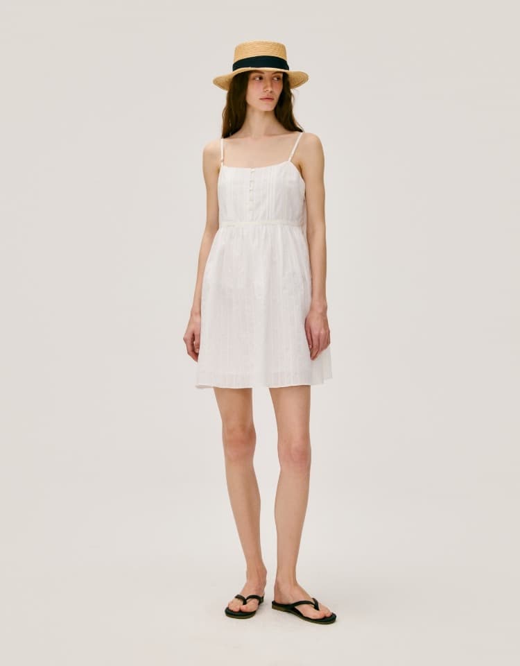 jacquard cotton lace one-piece - ivory