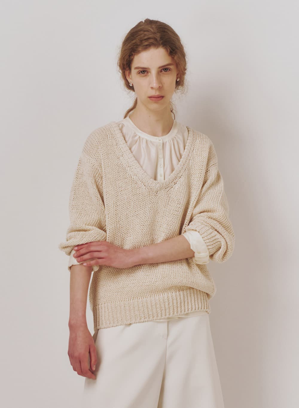 Ral V-Neck Knit Ecru