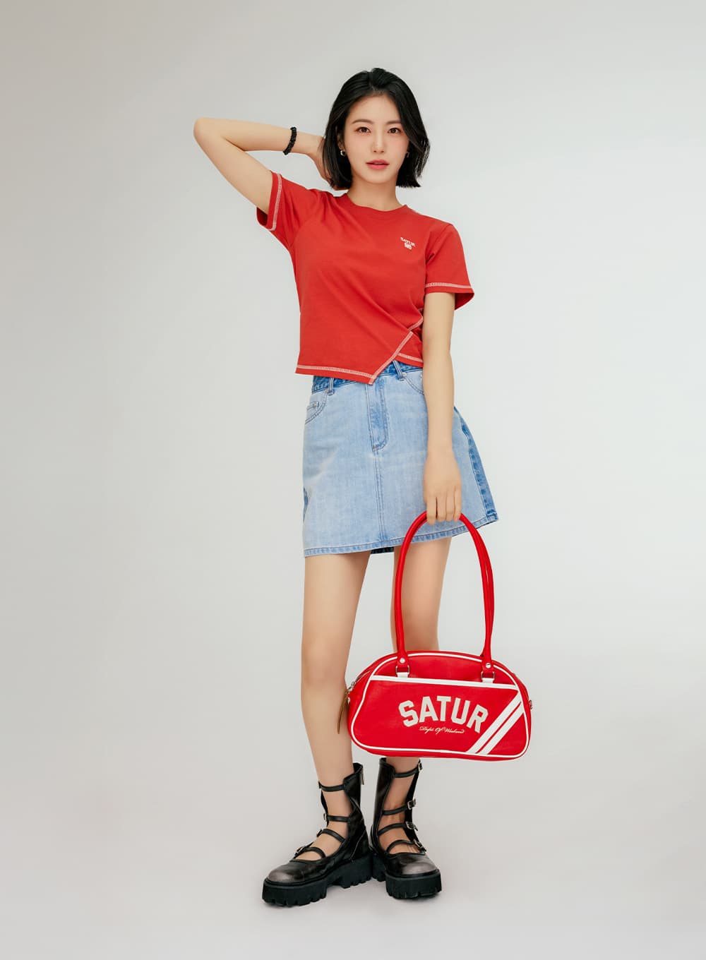 Lawton Contrast Bowling Bag - Red