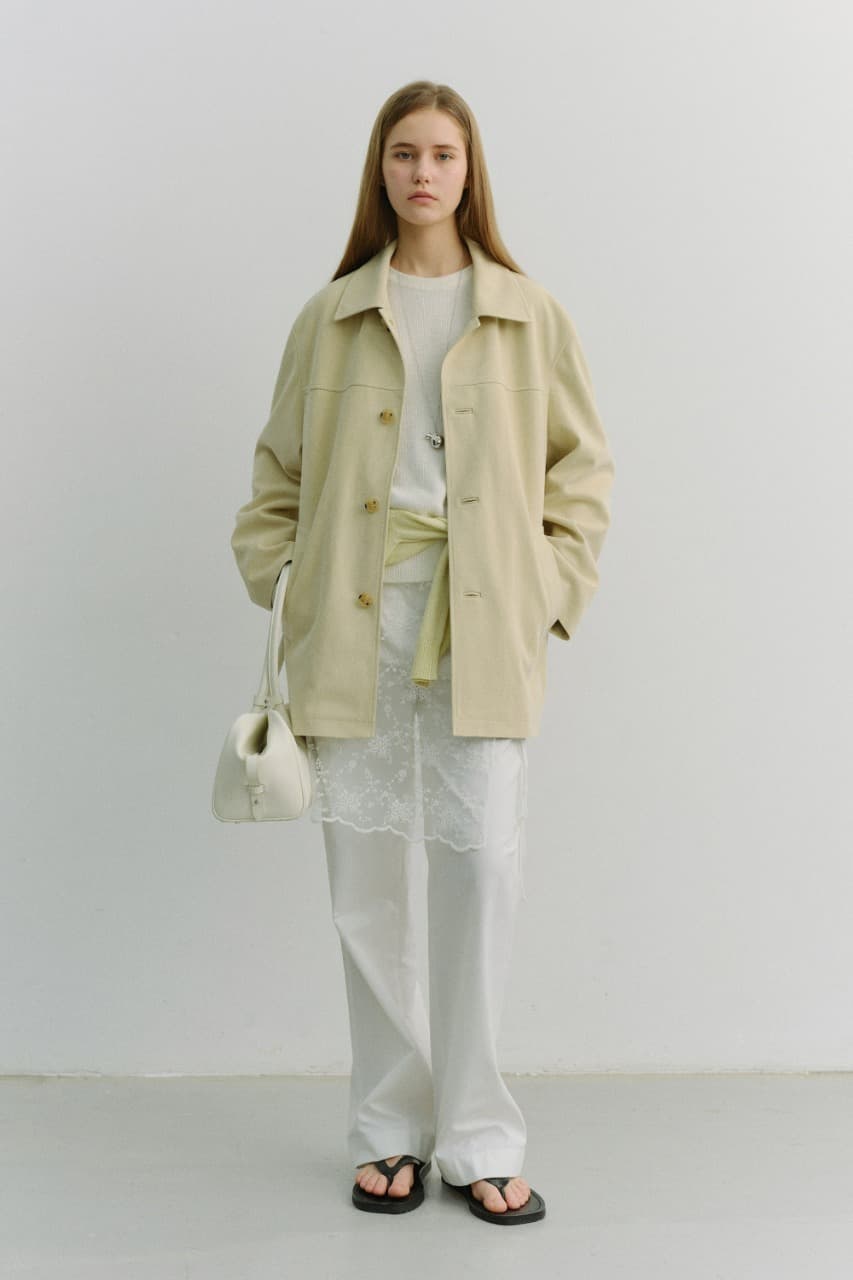 UNISEX ALTER-SUEDE HALF JACKET CREAM BEIGE_UDJA6A106CR