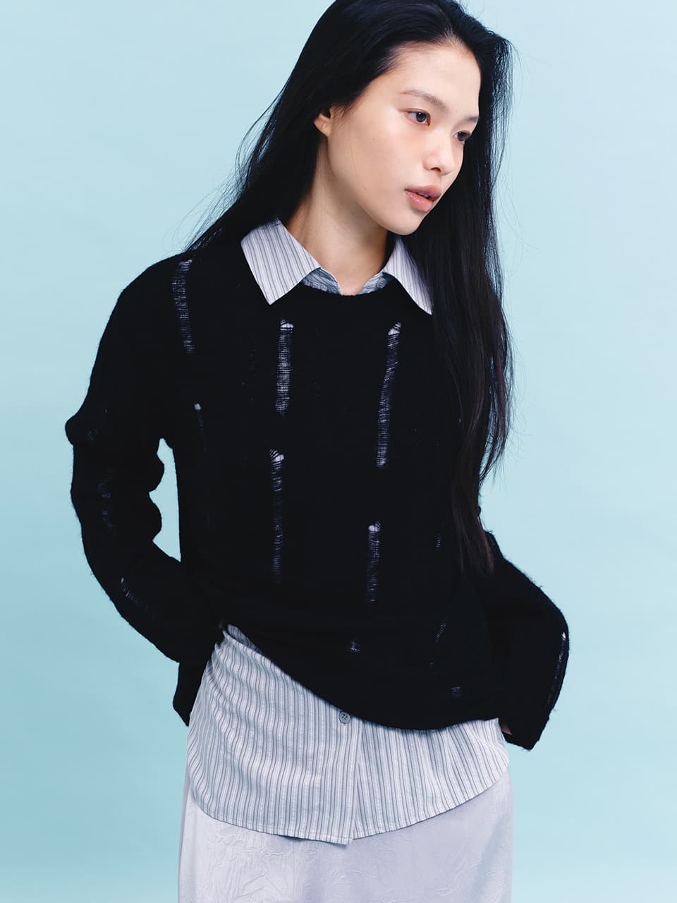 CABLE DAMAGE PULLOVER (BLACK)