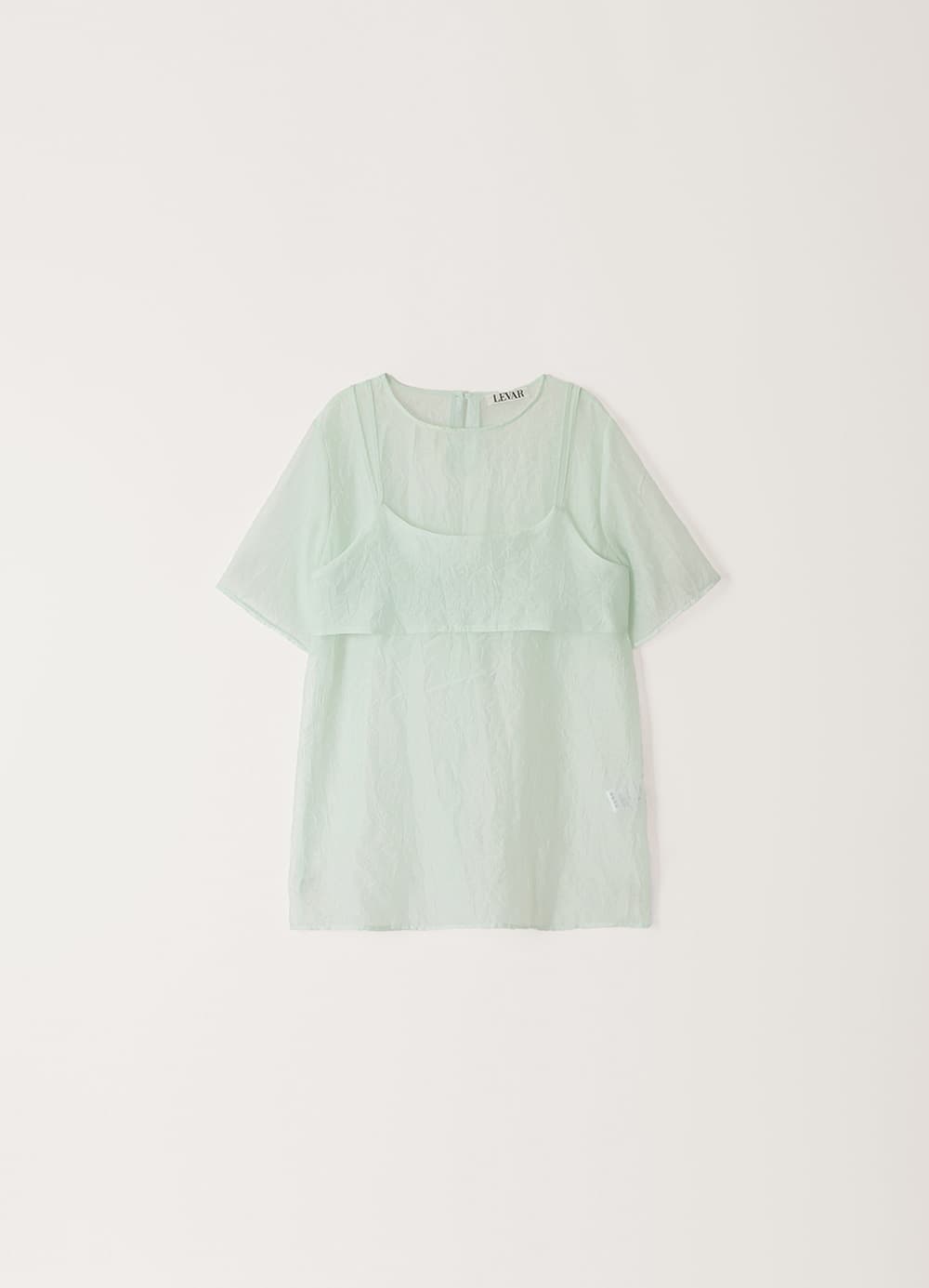 Double-Layered Sheer Blouse - Irish Mint