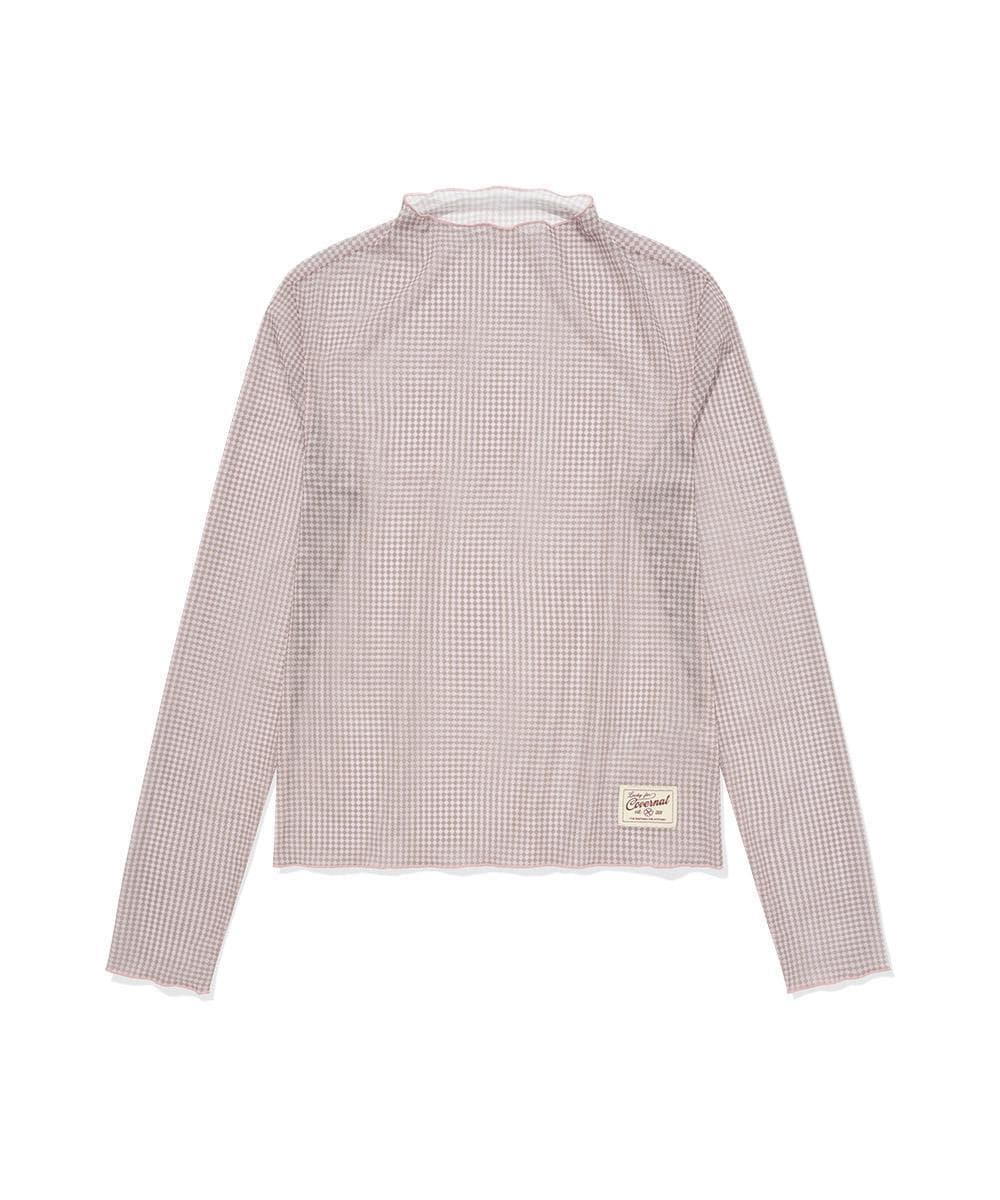 우먼 메쉬 터틀넥 롱슬리브 Light Pink