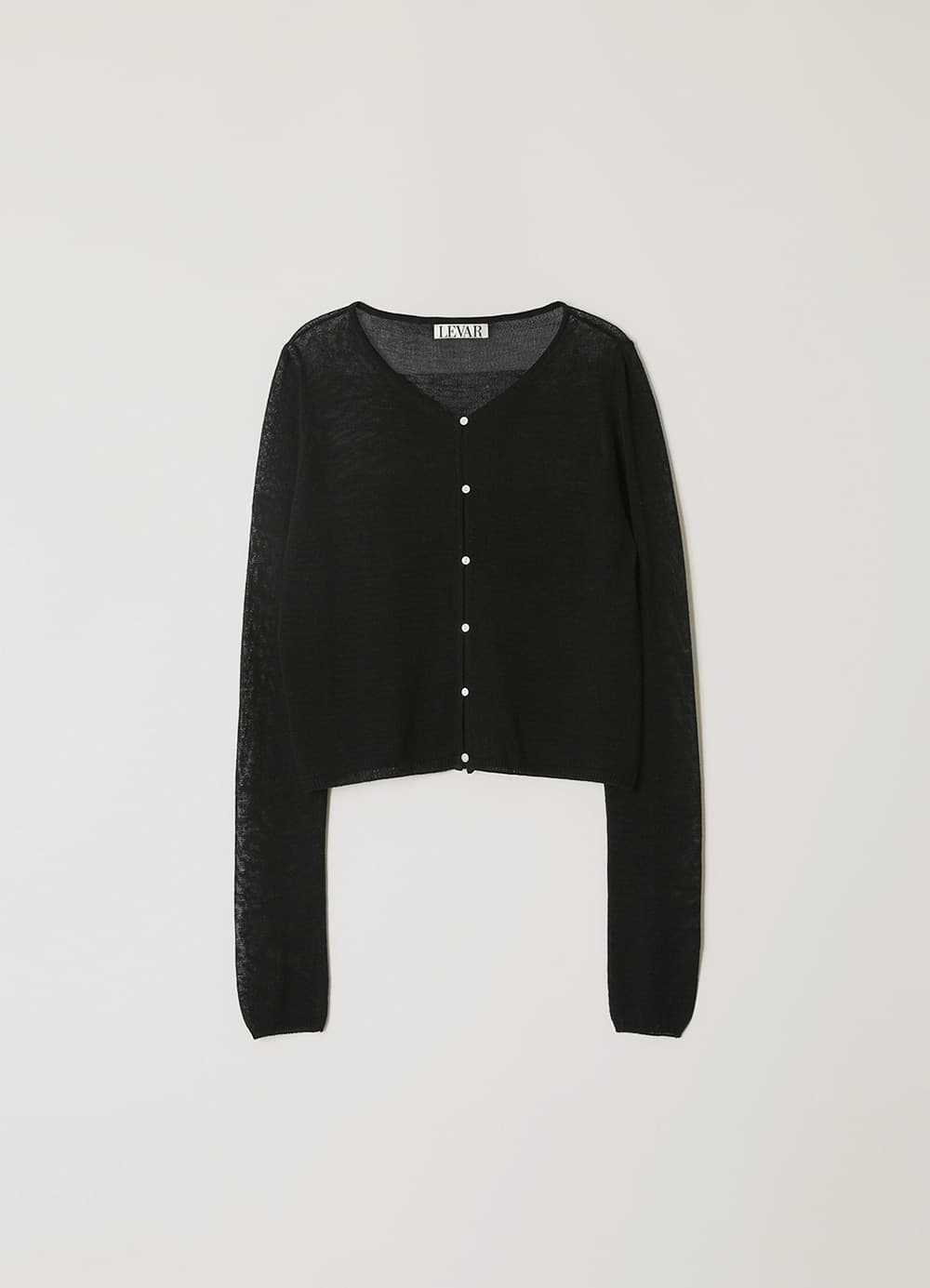 Light Linen V-Neck Cardigan - Black