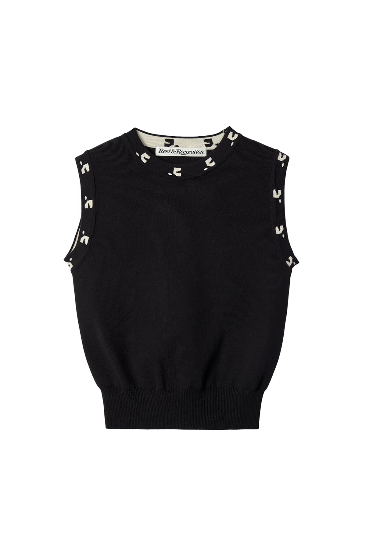 RR LOGO SLEEVELESS KNIT TOP - BLACK