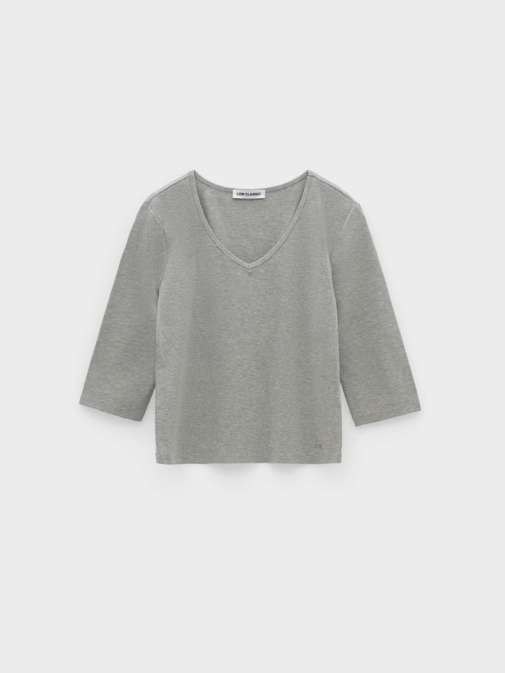 Deep V-Neck Stretchy T-Shirts_Melange Grey
