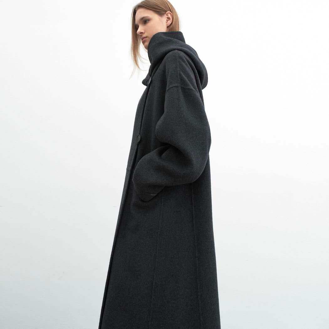 (CT-1456)ROMY HOOD HANDMADE COAT