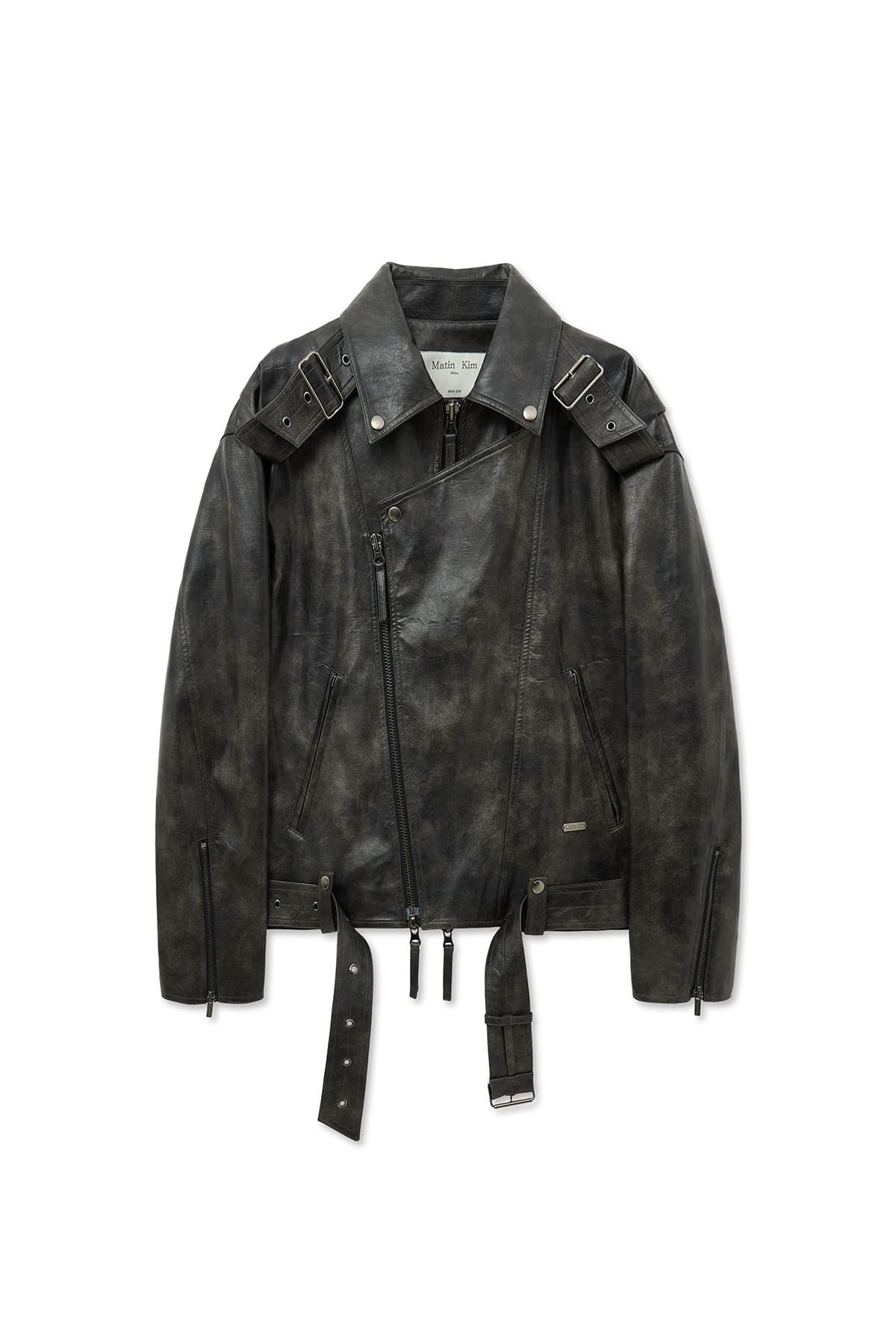 FAUX LEATHER BELTED RIDER JUMPER IN CHARCOAL