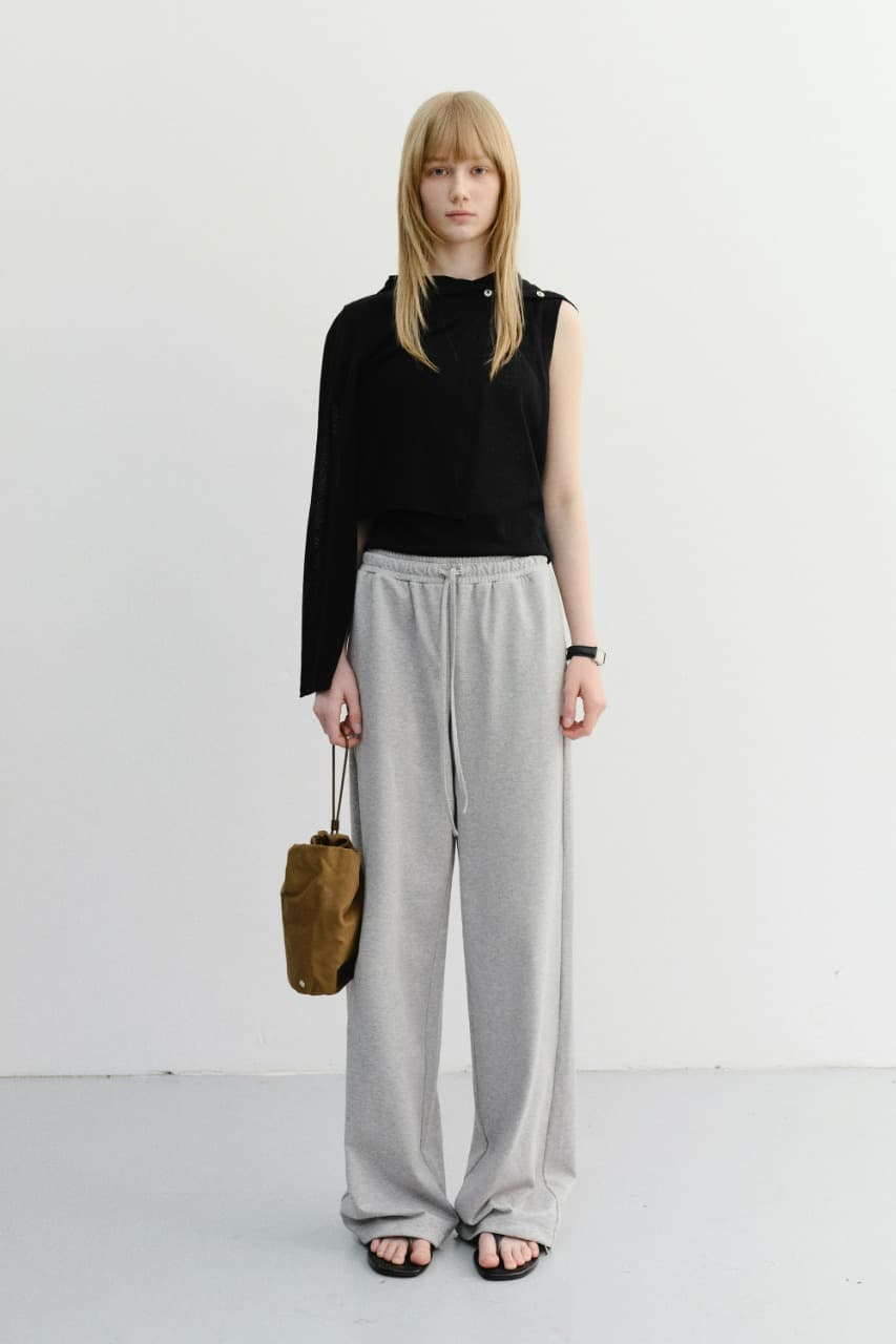 SUMMER WIDE JOGGER PANTS MELANGE GREY_UDPA6B225G2