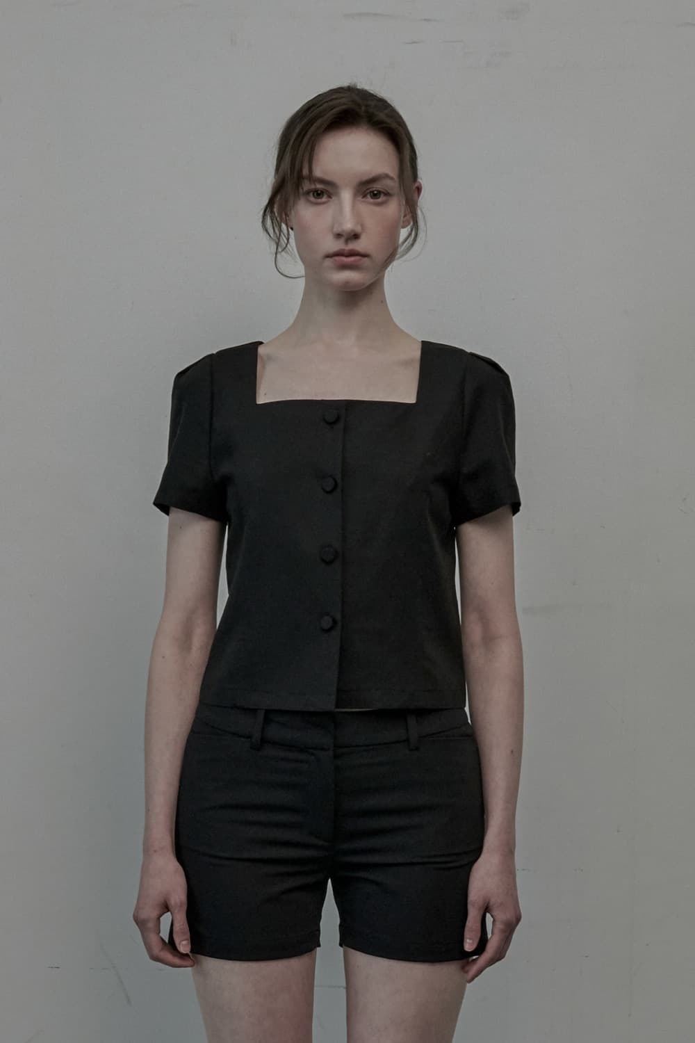 Mellow Square Neck Blouse Jacket - Black
