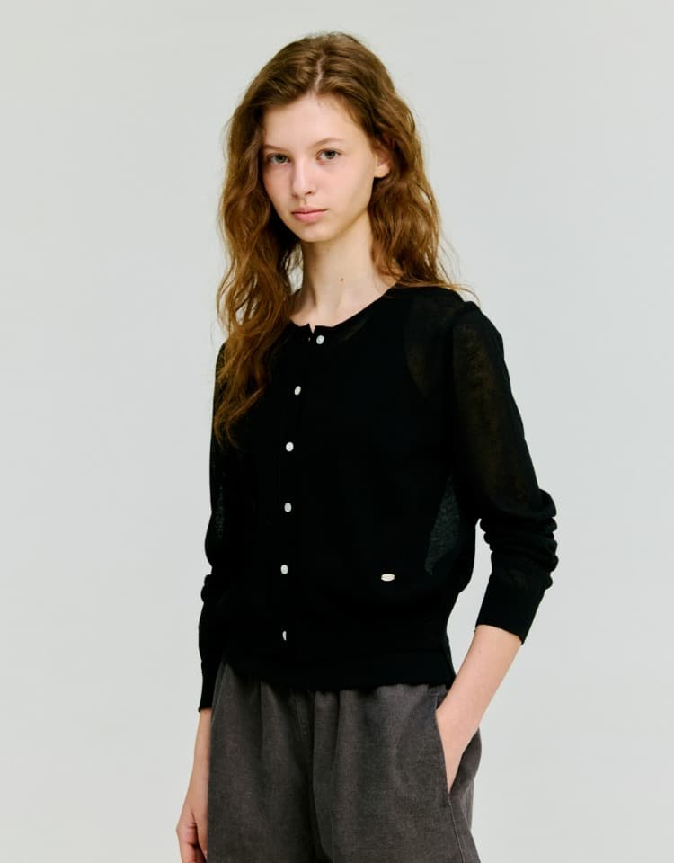 basic short cardigan - black