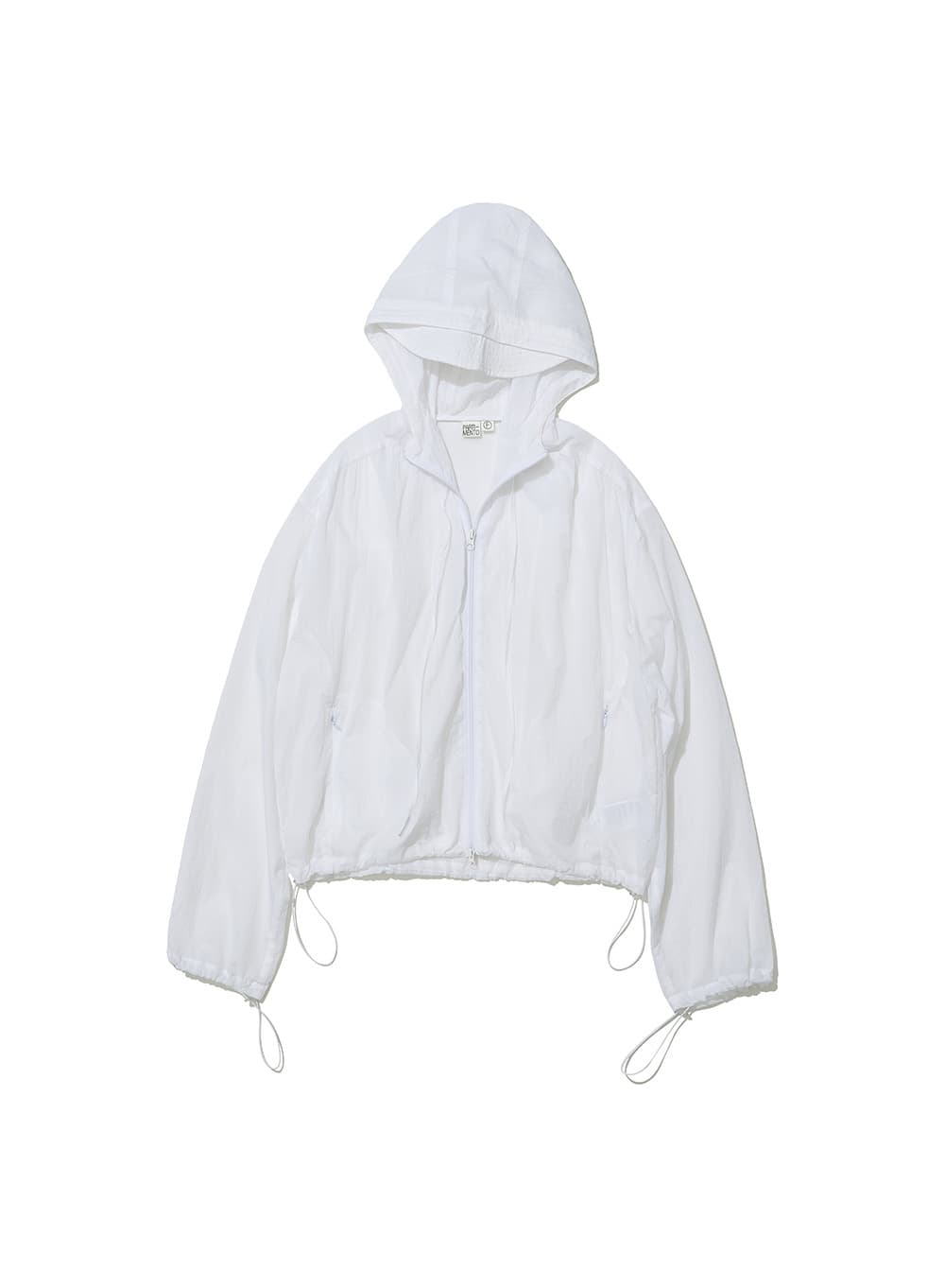 SHEER SHIRRING HOODIE JACKET_WHITE