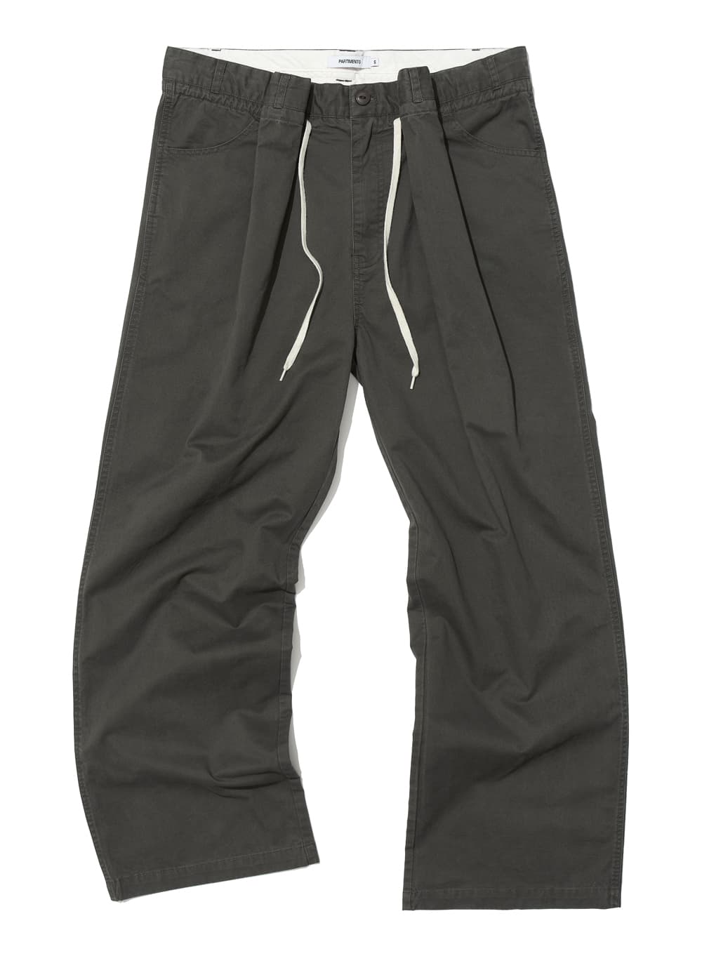 WASHED DRAWSTRING CHINO PANTS_KHAKI GREEN