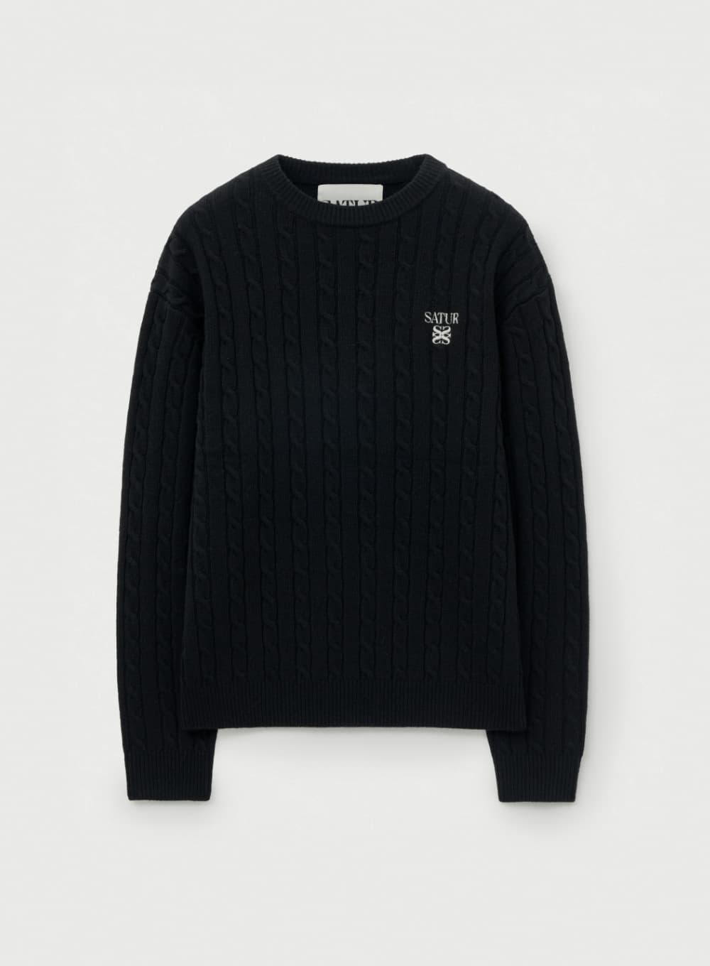 Basic Cable Crew Neck Knit - Black