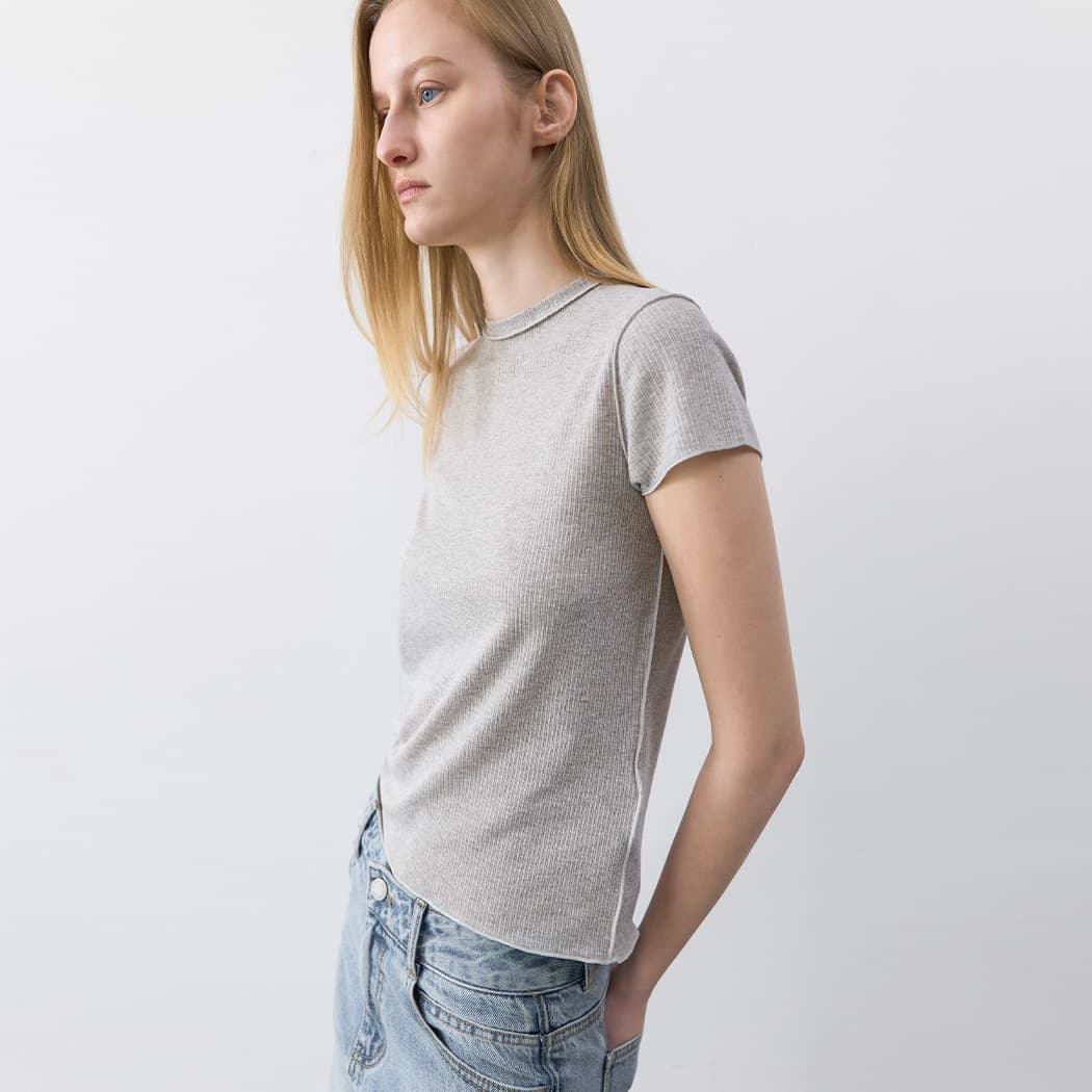 (T-7259)AN INTERLOCK SLIM FIT TEE