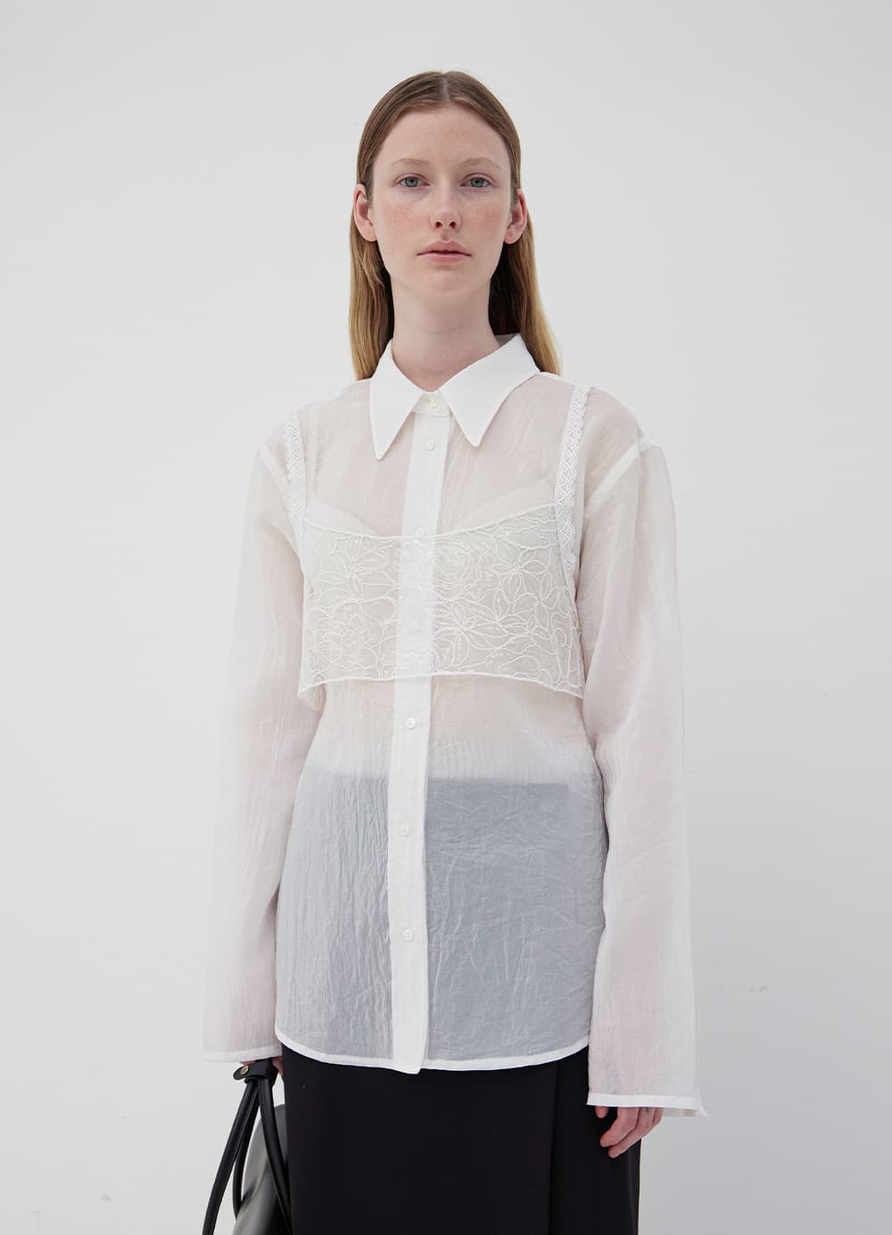 Glow See-Through Slim Shirt - Off White