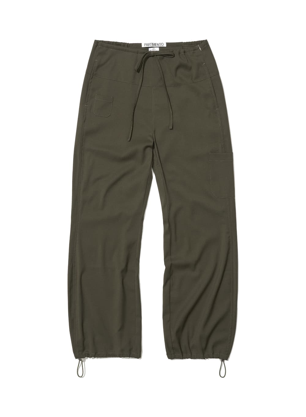 DRAWSTRING ROUNDING SLACKS_KHAKI BROWN