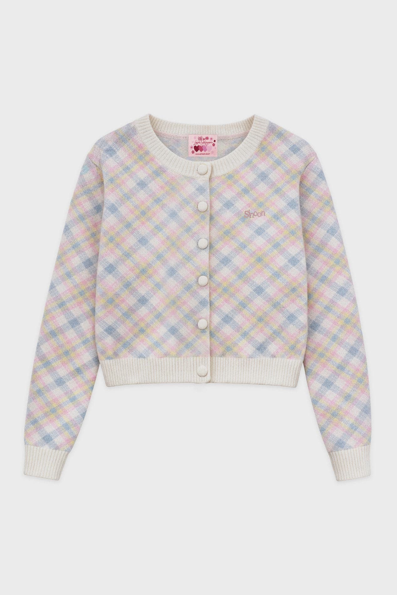 Pink X Sinoon Knit Check Cardigan (Pink)